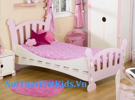 Giường đẹp bé gái màu trắng