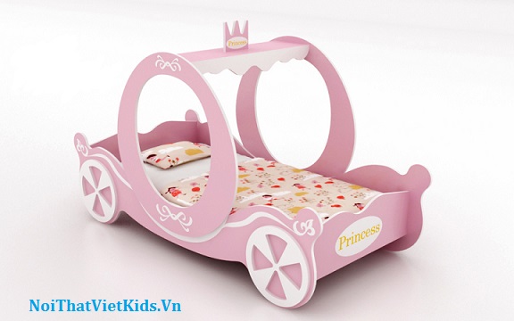Mẫu giường ngủ trẻ em - giường ô tô bé gái - giường công chúa